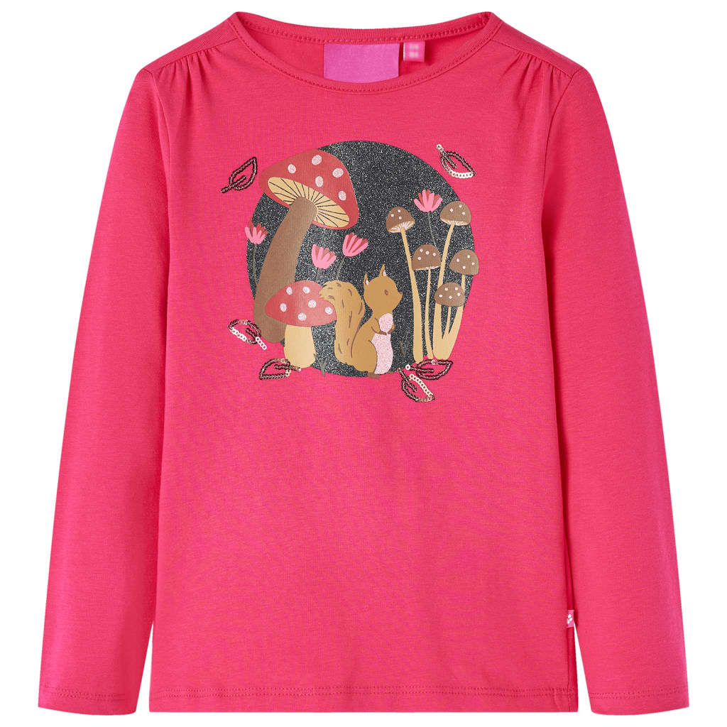 Langærmet T-shirt til børn str. 104 pink