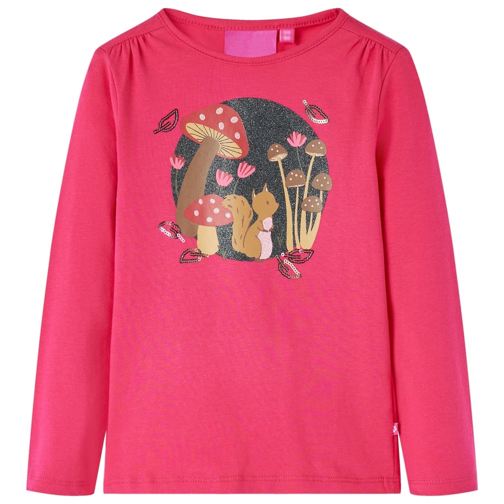Langærmet T-shirt til børn str. 140 pink