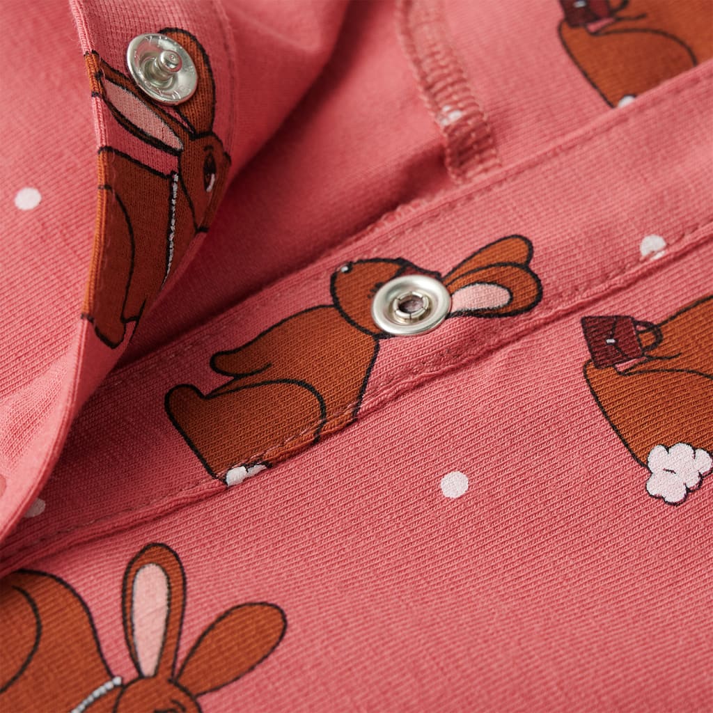 Onesie med hætte til børn str. 104 gammelrosa