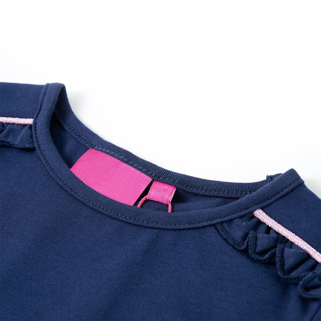 Langærmet T-shirt til børn str. 116 marineblå