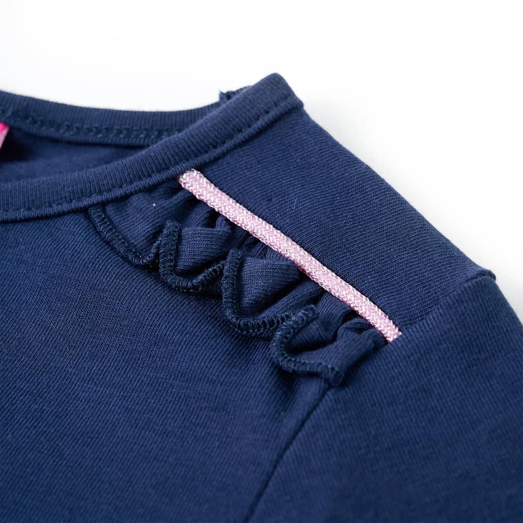 Langærmet T-shirt til børn str. 116 marineblå