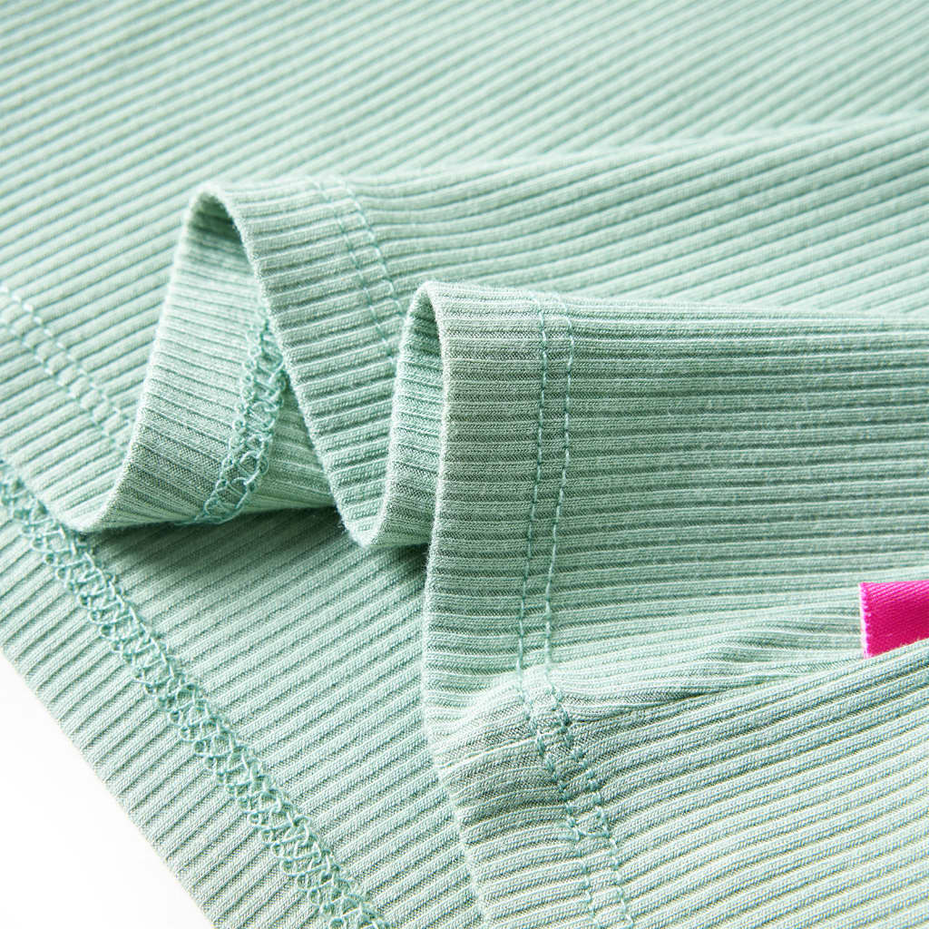 Langærmet T-shirt til børn str. 140 mock-rullekrave mørk mintgrøn