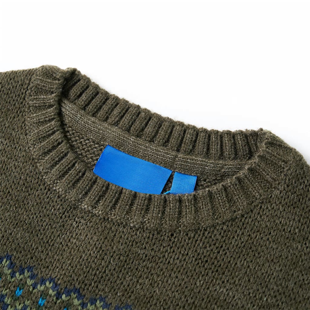 Sweater til børn str. 128 strikket kakifarvet
