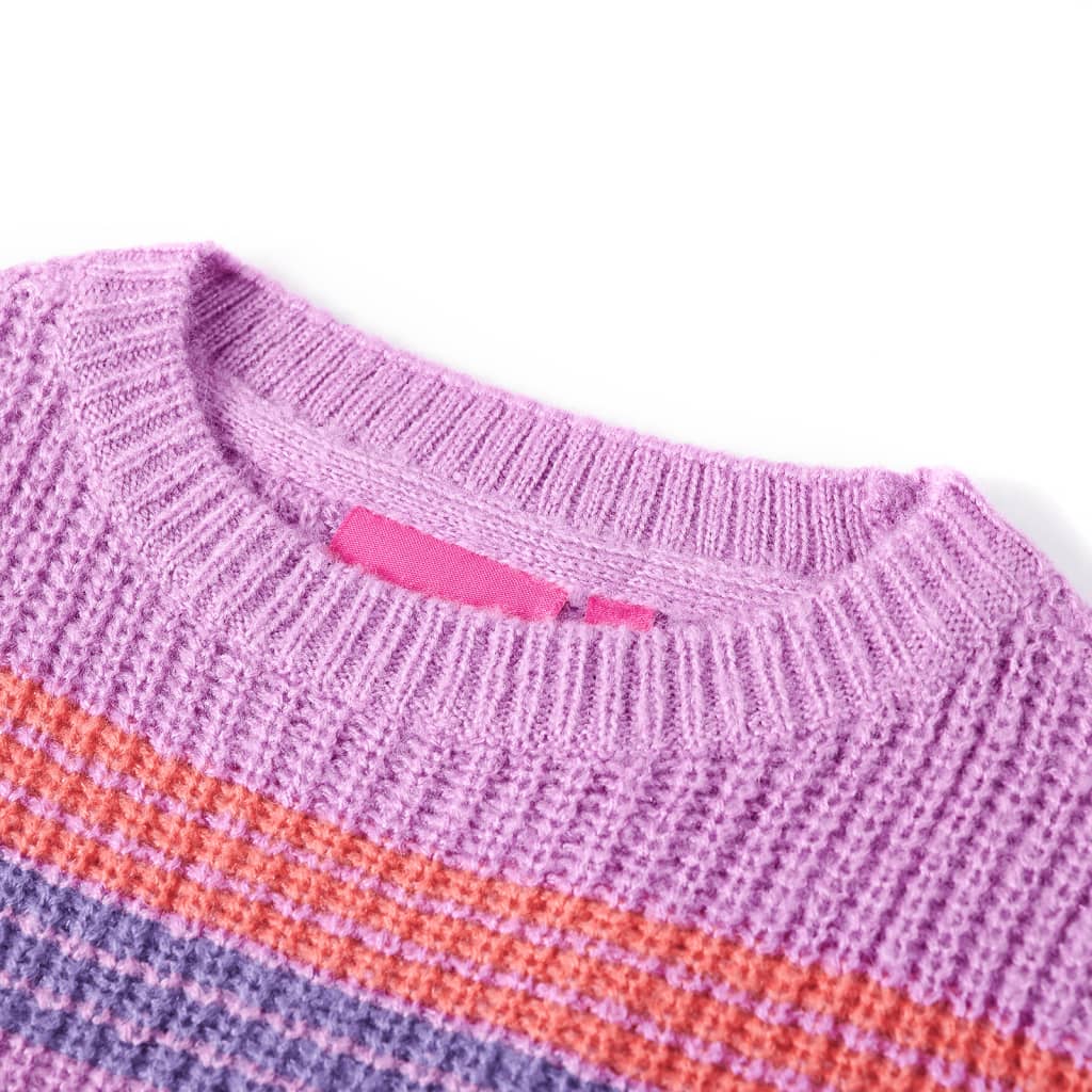 Sweater til børn str. 128 strikket lilla og lyserød