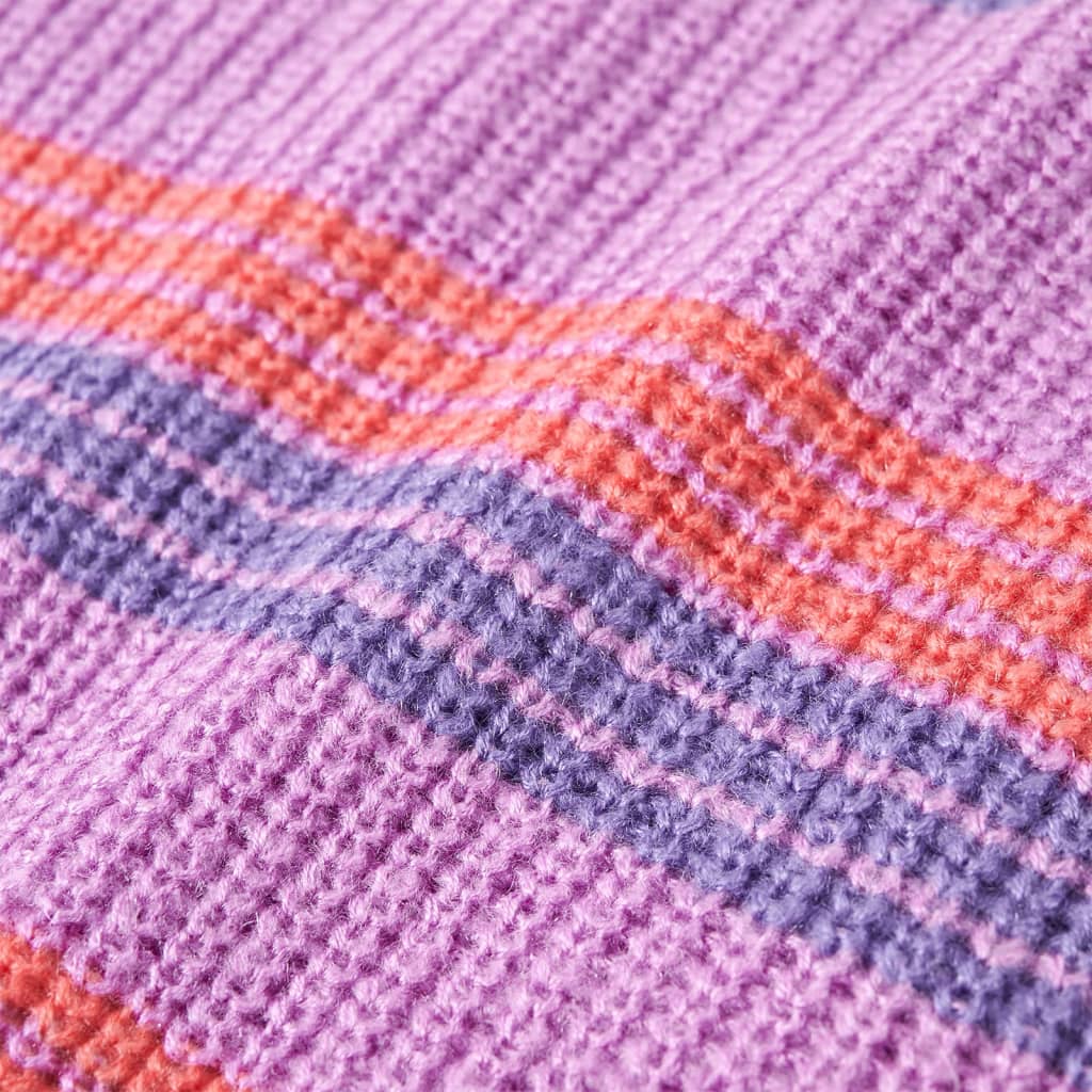 Sweater til børn str. 128 strikket lilla og lyserød