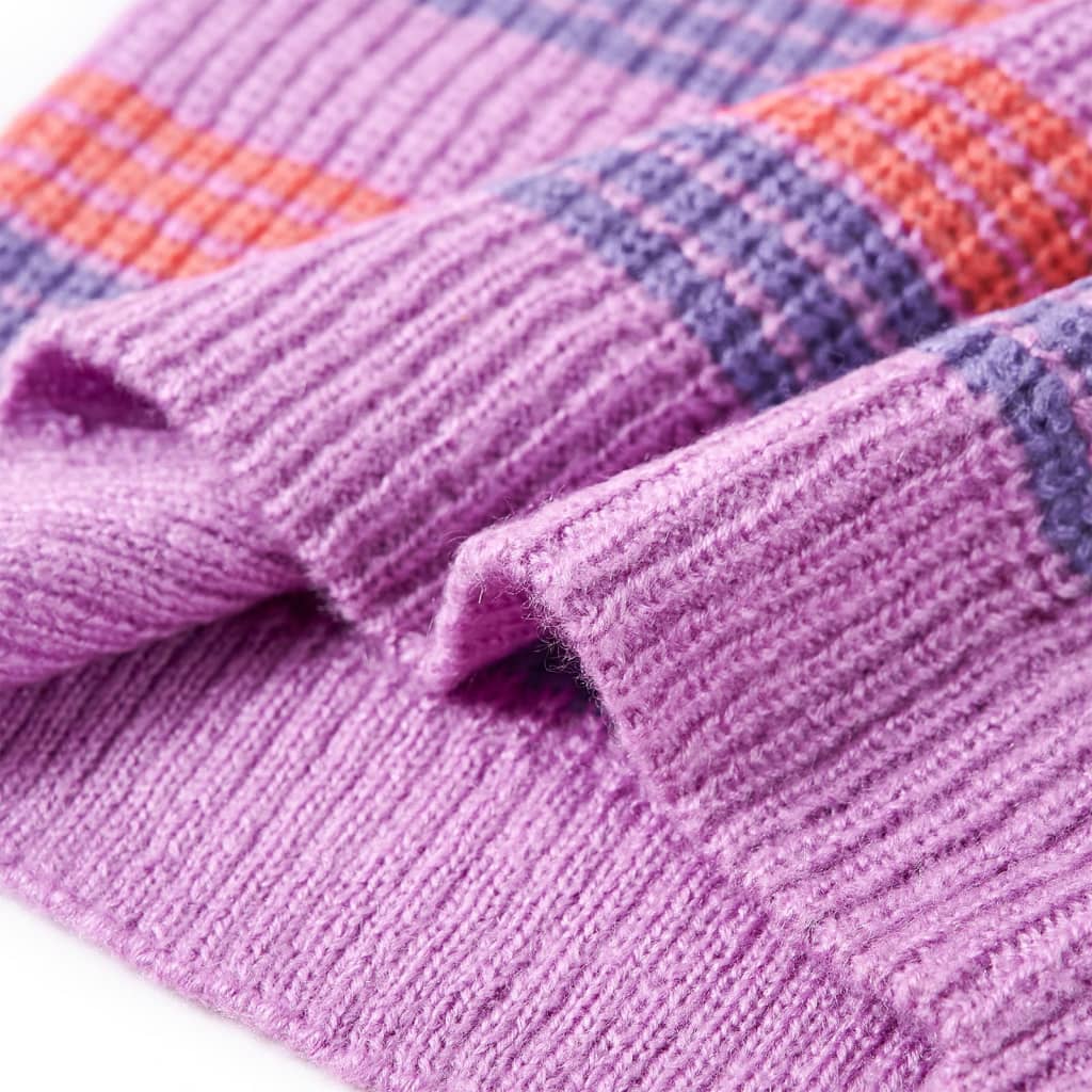 Sweater til børn str. 128 strikket lilla og lyserød
