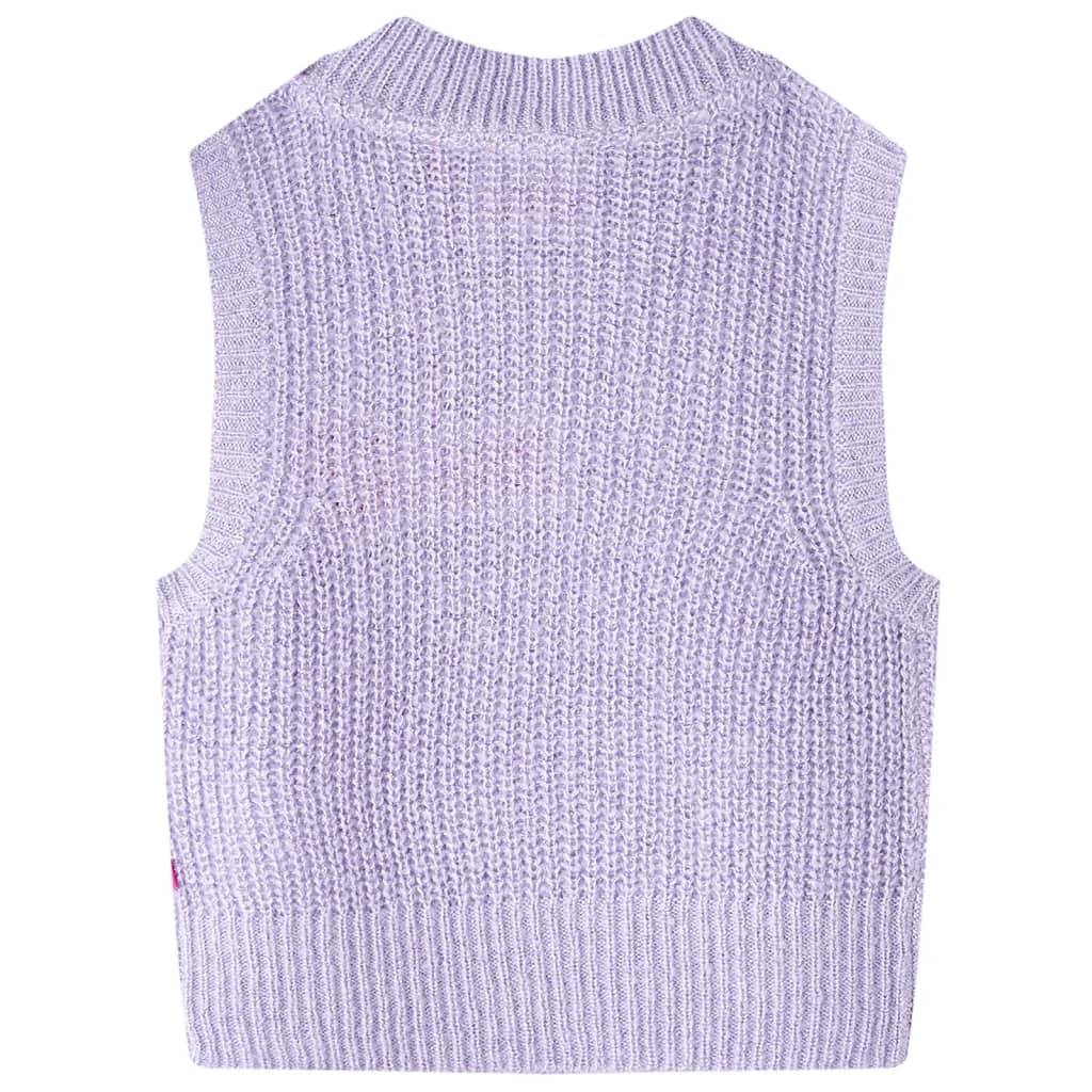 Strikket vest til børn str. 92 strikket lyslilla