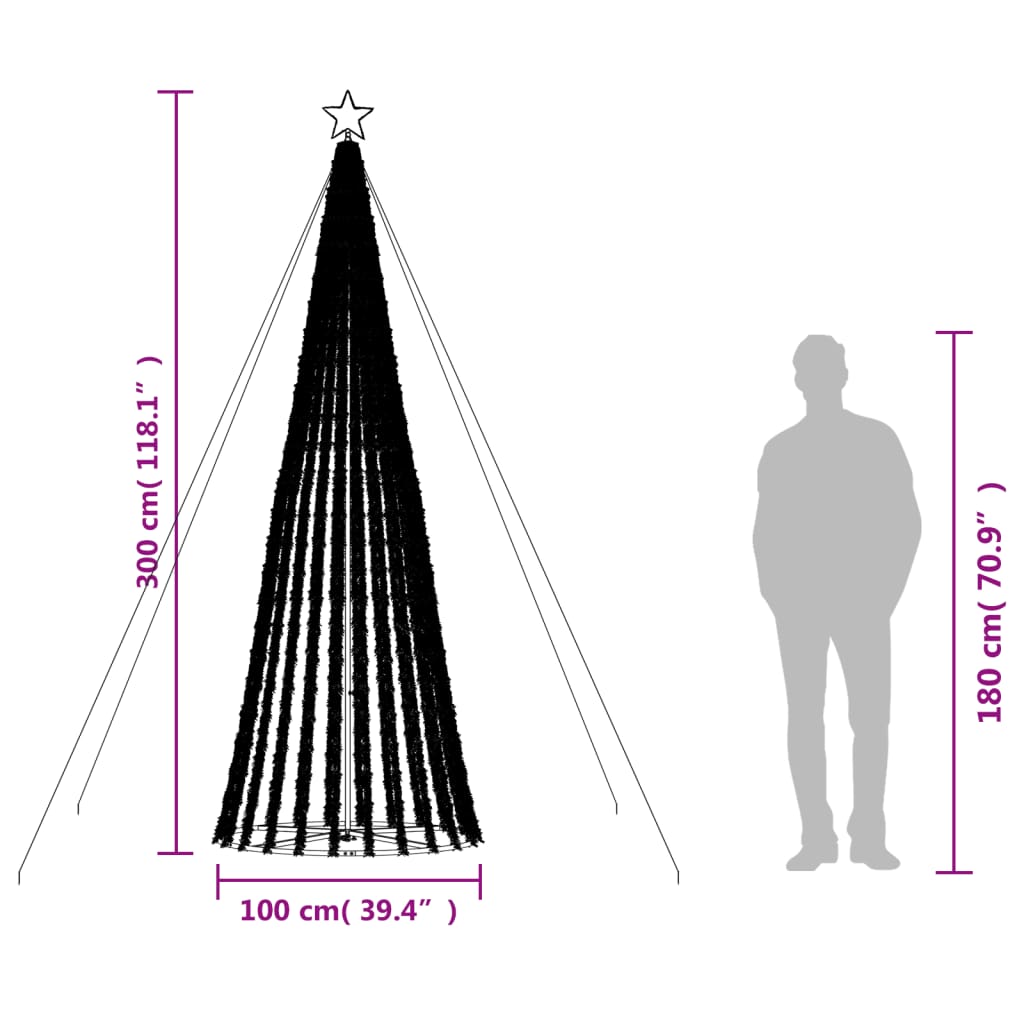 LED-juletræ 688 LED'er 300 cm koldt hvidt lys