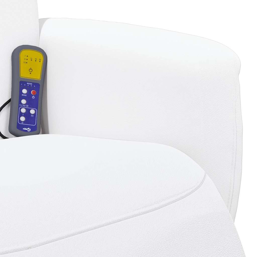 massagestol med fodstøtte kunstlæder hvid