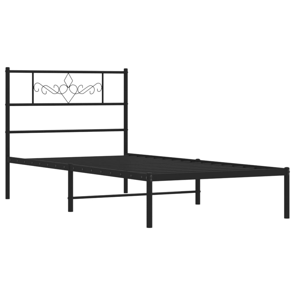 sengeramme med sengegavl 90x190 cm metal sort