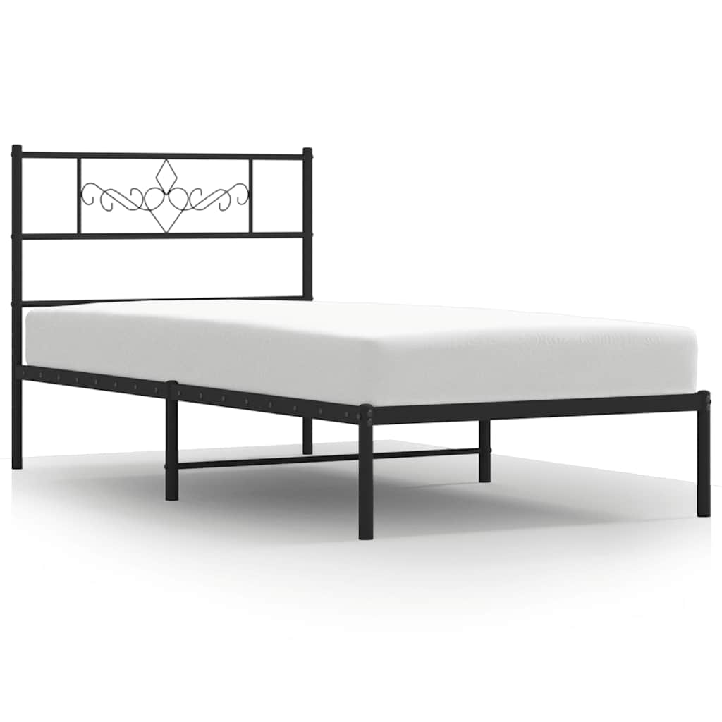 sengeramme med sengegavl 100x190 cm metal sort