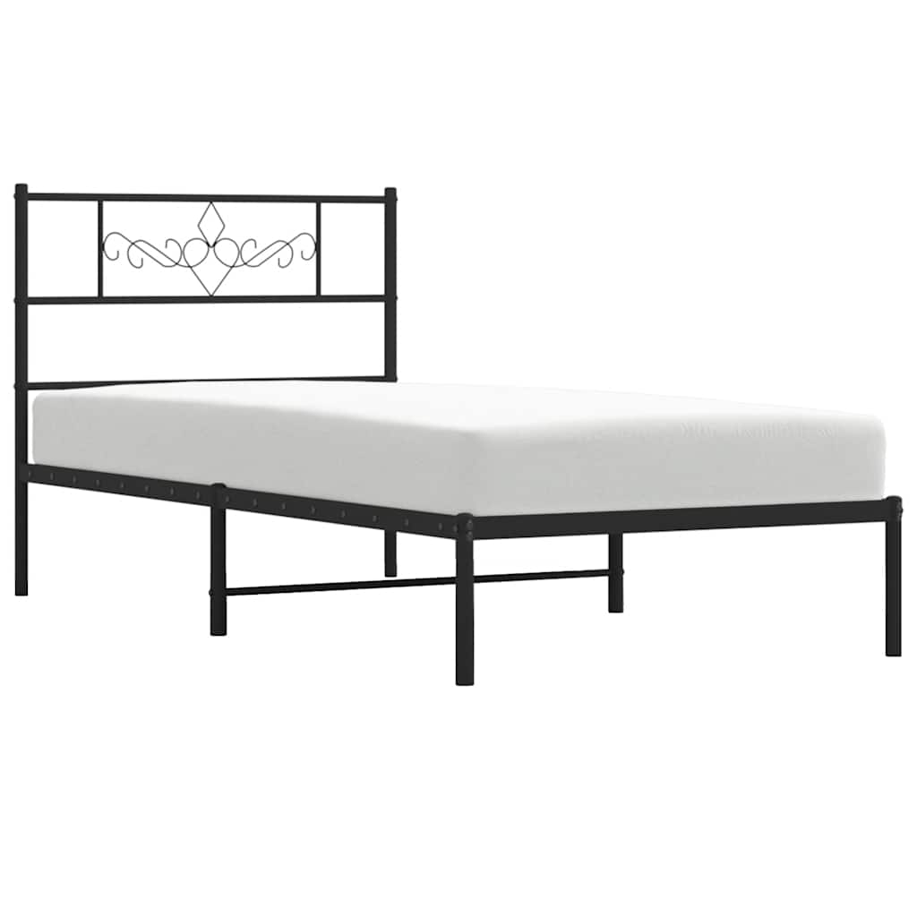 sengeramme med sengegavl 100x190 cm metal sort