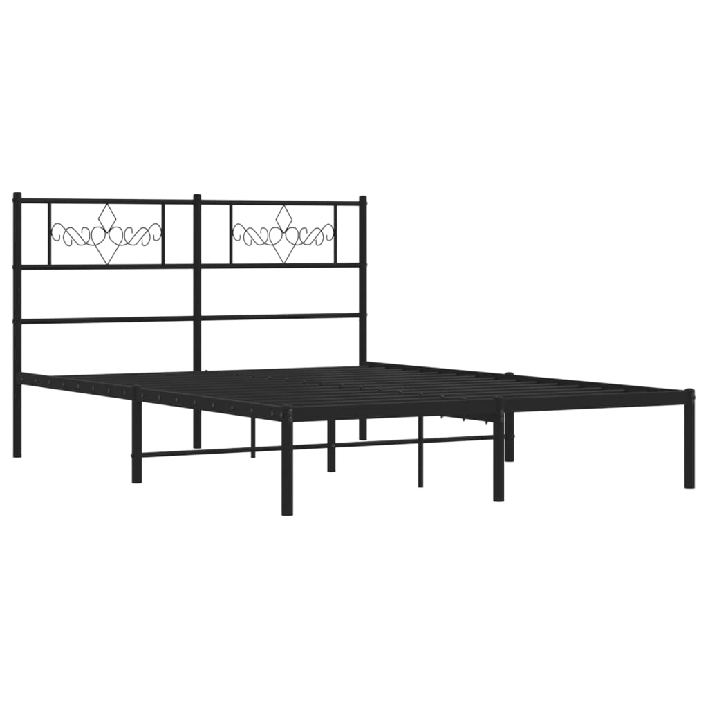 sengeramme med sengegavl 140x200 cm metal sort