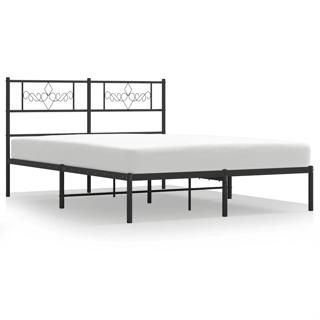 sengeramme med sengegavl 150x200 cm metal sort