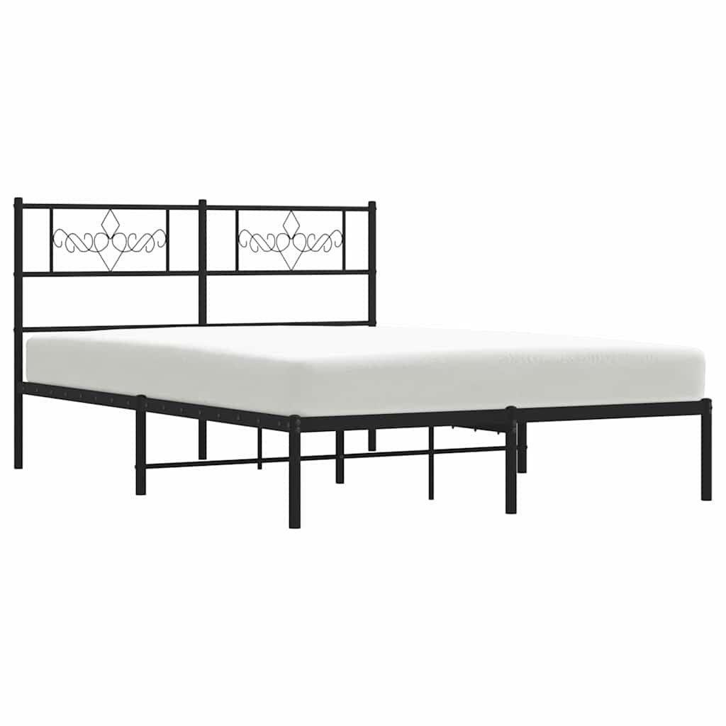 sengeramme med sengegavl 150x200 cm metal sort