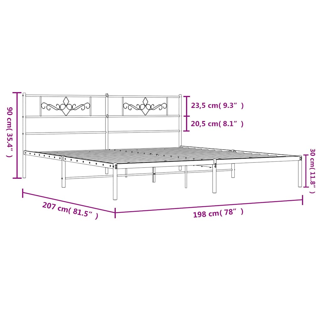 sengeramme med sengegavl 193x203 cm metal sort