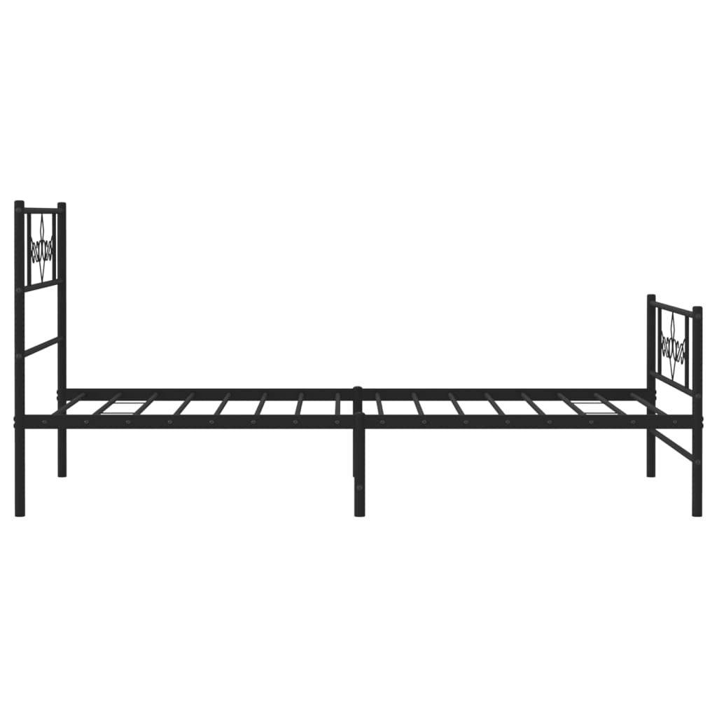 sengeramme med sengegavl og fodgærde 75x190 cm metal sort