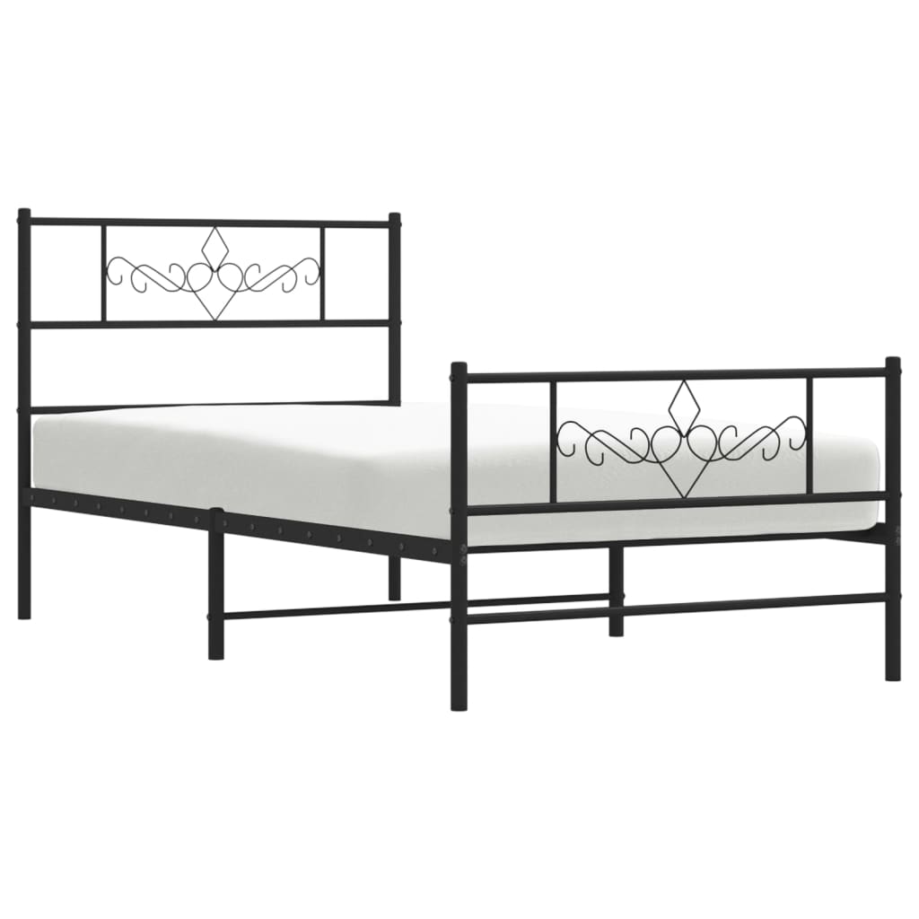 sengeramme med sengegavl og fodgærde 80x200 cm metal sort