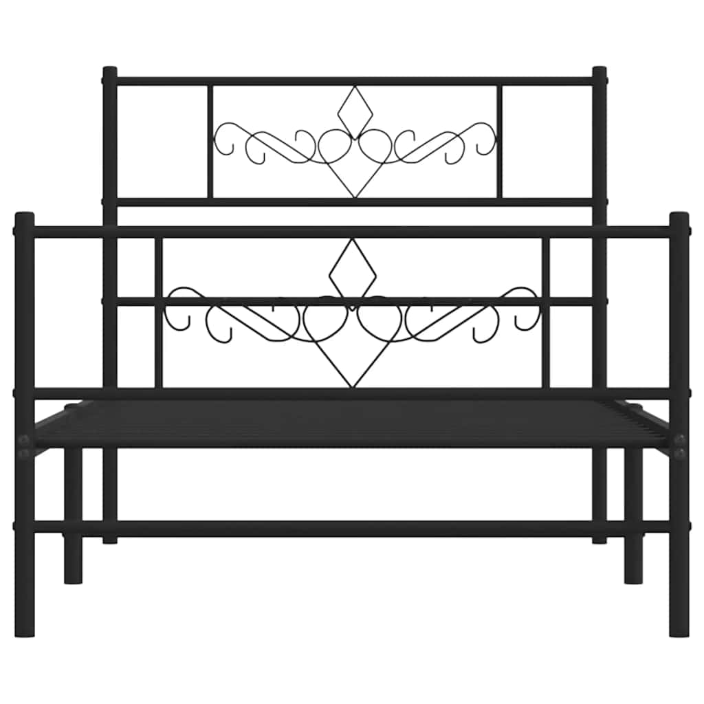 sengeramme med sengegavl og fodgærde 100x190 cm metal sort