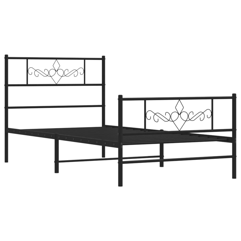 sengeramme med sengegavl og fodgærde 107x203 cm metal sort