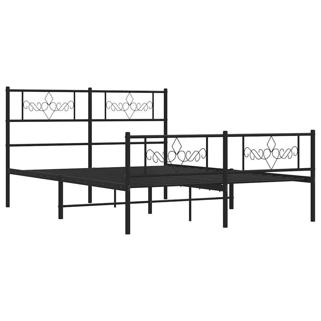 sengeramme med sengegavl og fodgærde 135x190 cm metal sort
