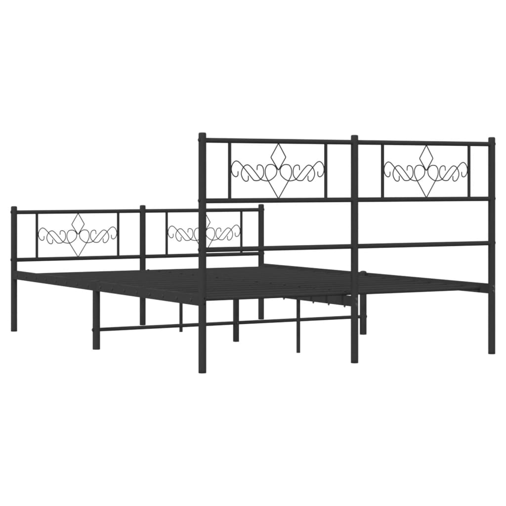 sengeramme med sengegavl og fodgærde 140x190 cm metal sort