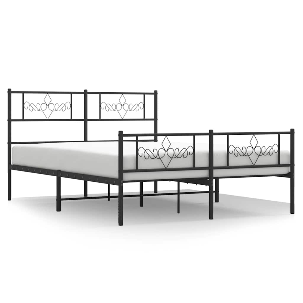sengeramme med sengegavl og fodgærde 150x200 cm metal sort