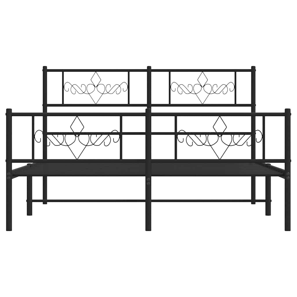 sengeramme med sengegavl og fodgærde 150x200 cm metal sort