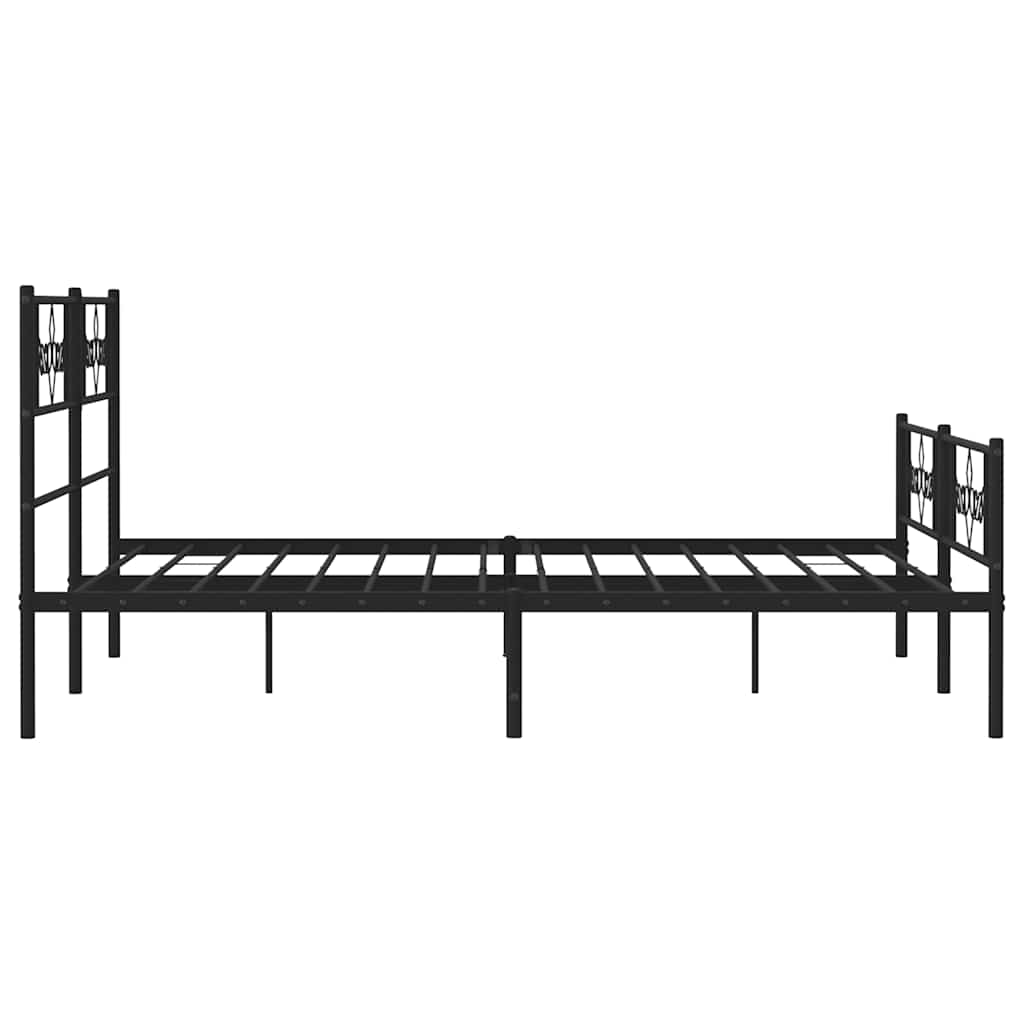 sengeramme med sengegavl og fodgærde 150x200 cm metal sort
