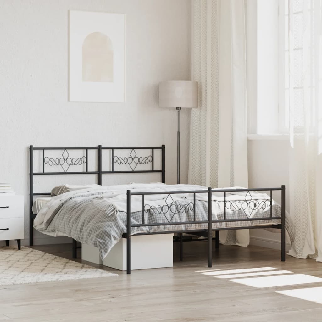 sengeramme uden madras med fodgærde 160x200 cm sort