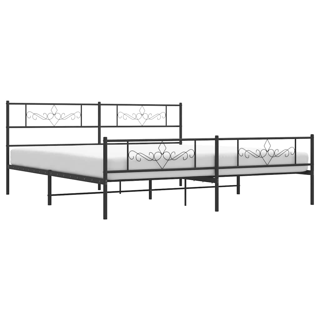 sengeramme med sengegavl og fodgærde 193x203 cm metal sort