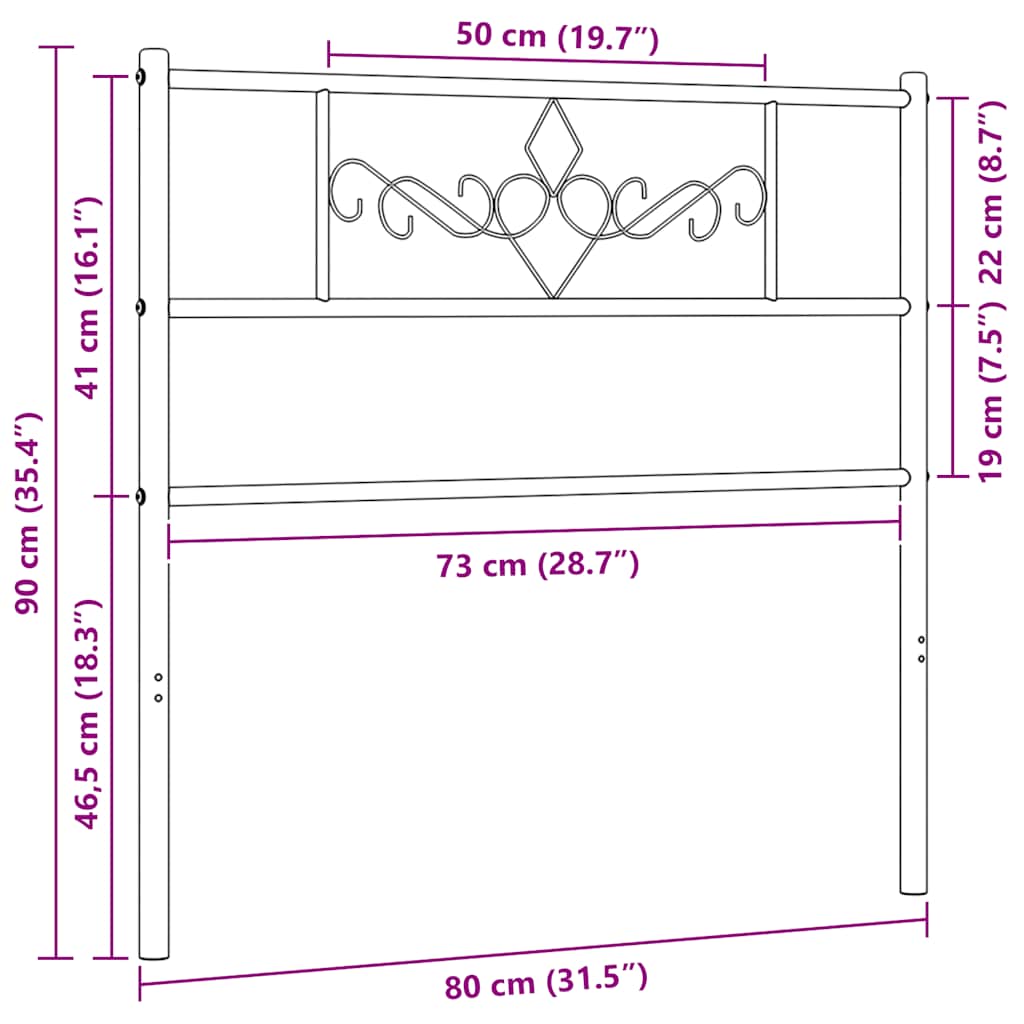 udskiftningsgavl 75 cm metal sort