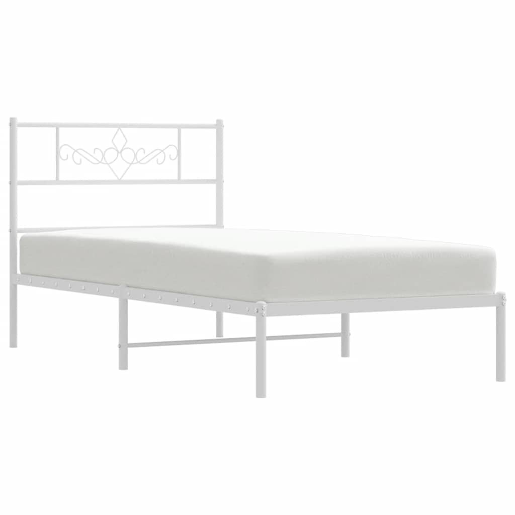 sengeramme med sengegavl 100x190 cm metal hvid