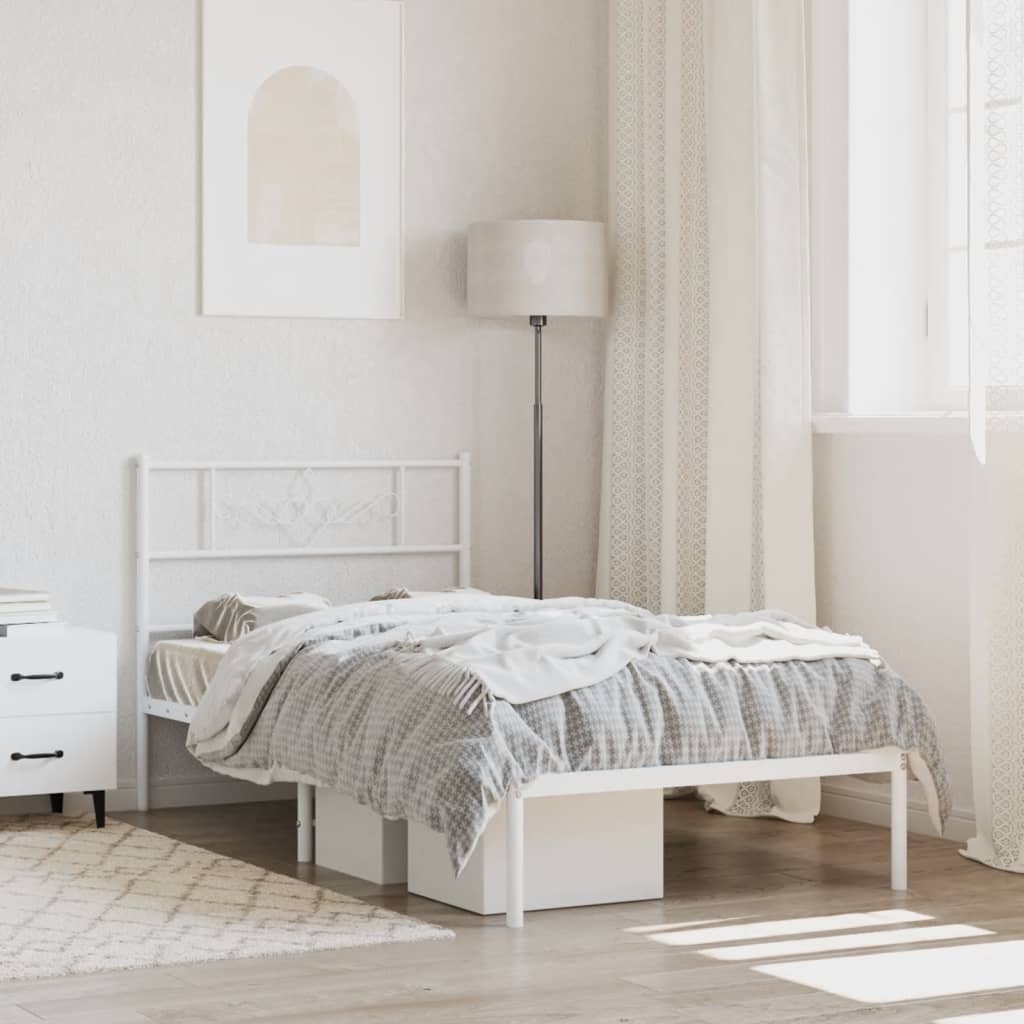 sengeramme med sengegavl 107x203 cm metal hvid