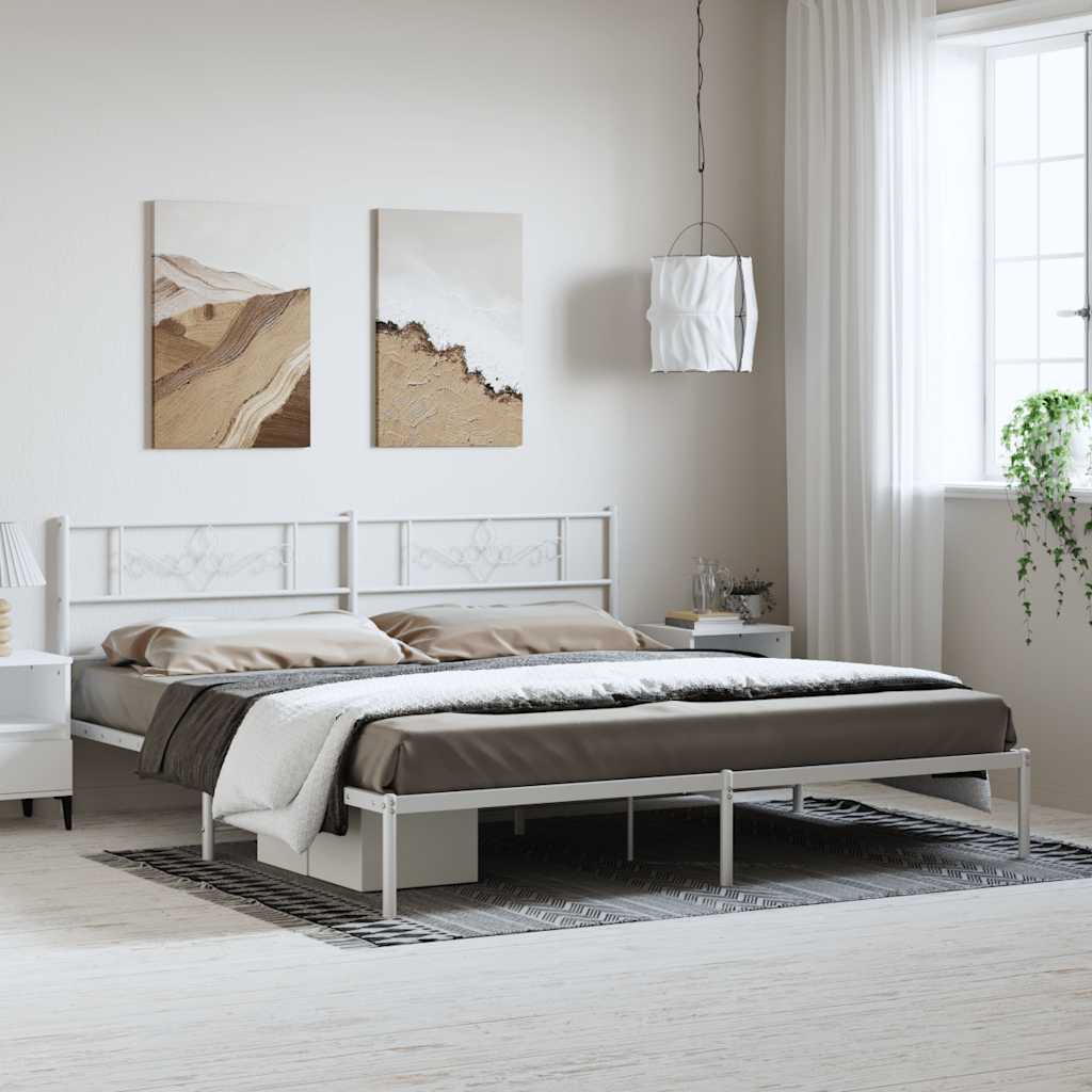 sengeramme med sengegavl 193x203 cm metal hvid
