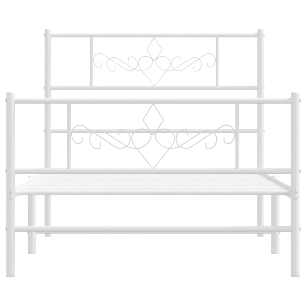 sengeramme med sengegavl og fodgærde 75x190 cm metal hvid