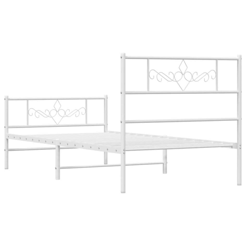 sengeramme med sengegavl og fodgærde 75x190 cm metal hvid