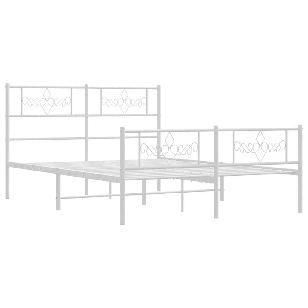 sengeramme med sengegavl og fodgærde 140x190 cm metal hvid