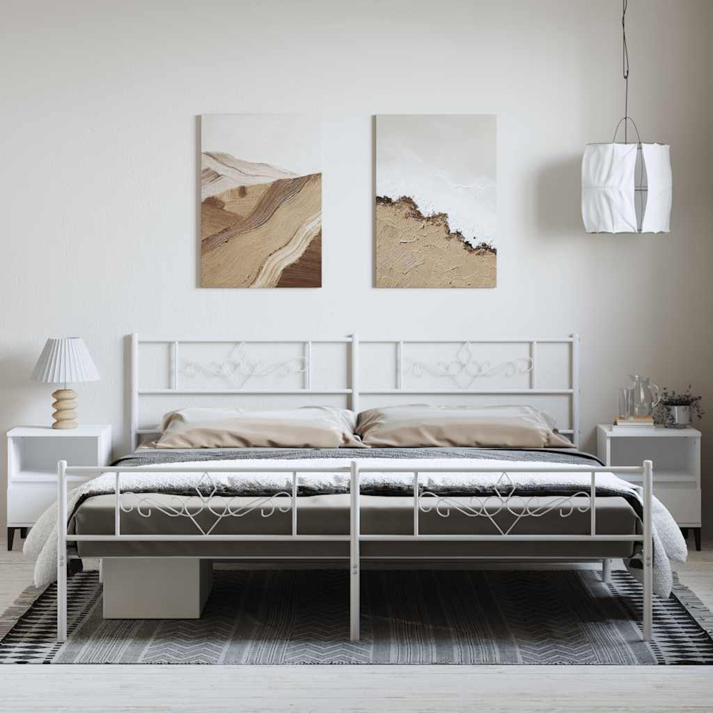 sengeramme med sengegavl og fodgærde 183x213 cm metal hvid