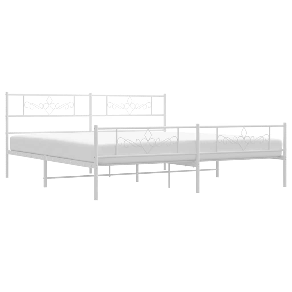 sengeramme med sengegavl og fodgærde 183x213 cm metal hvid