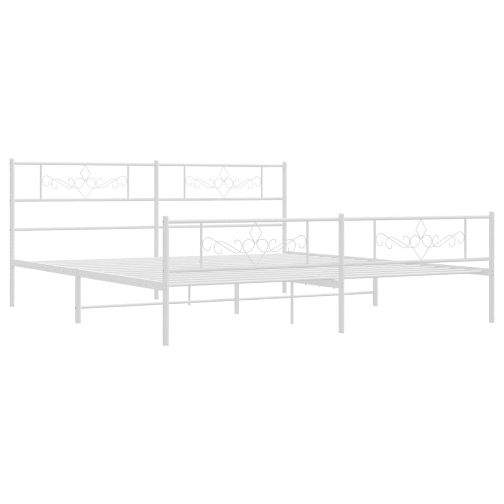sengeramme med sengegavl og fodgærde 193x203 cm metal hvid