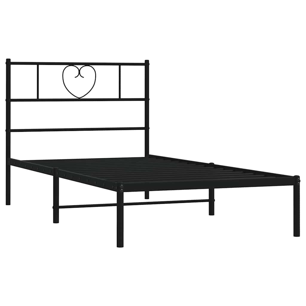 sengeramme med sengegavl 100x200 cm metal sort