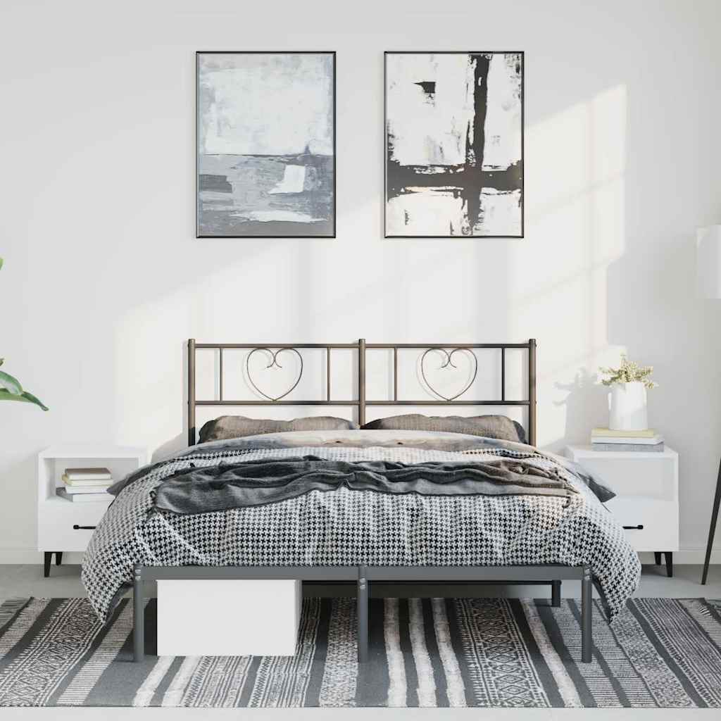 sengeramme med sengegavl 135x190 cm metal sort