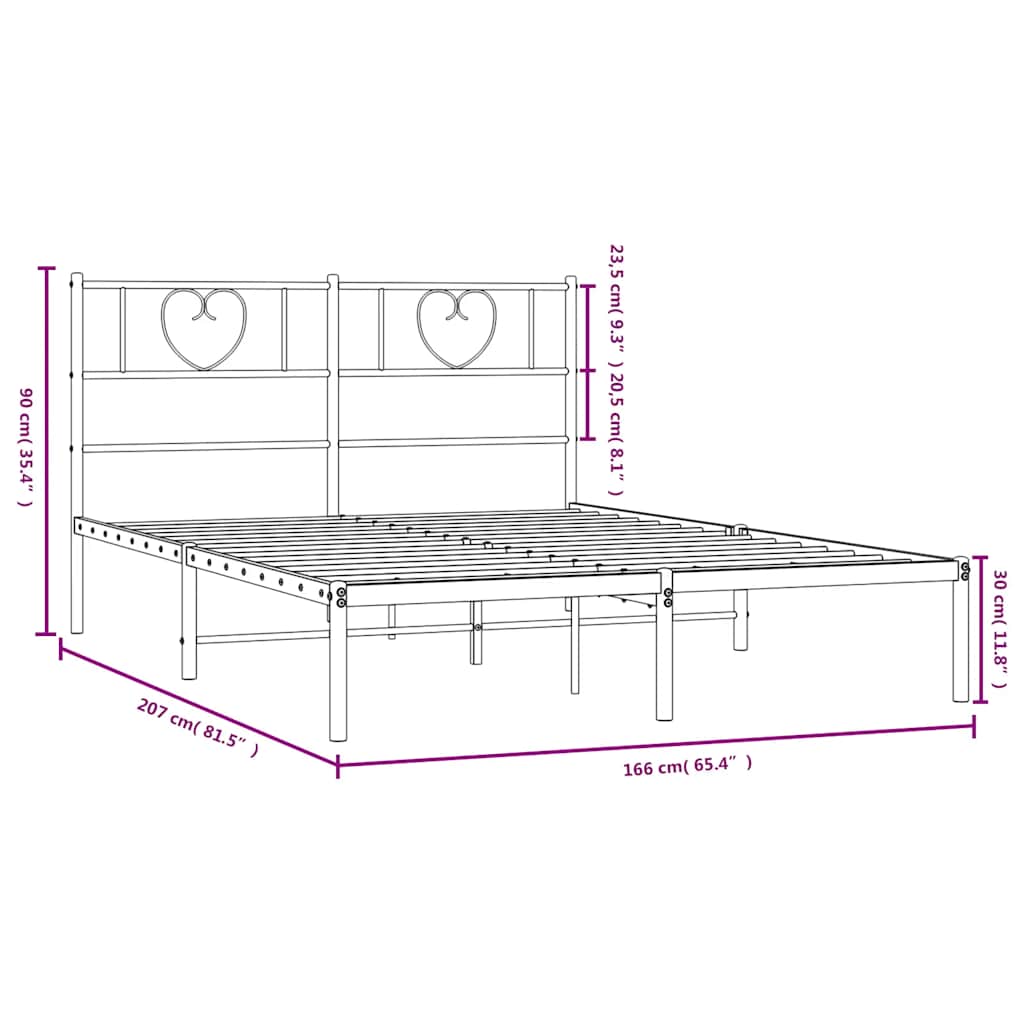 sengeramme med sengegavl 160x200 cm metal sort