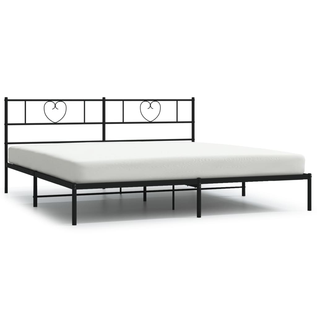 sengeramme med sengegavl 200x200 cm metal sort