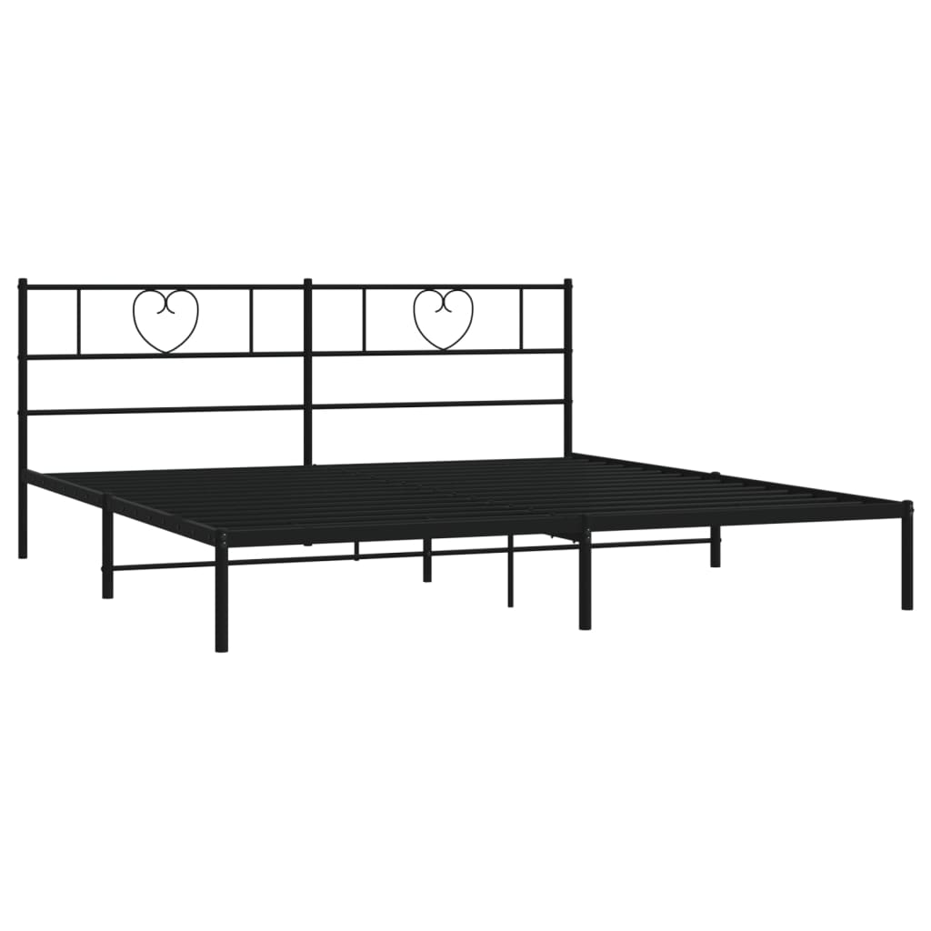 sengeramme med sengegavl 200x200 cm metal sort