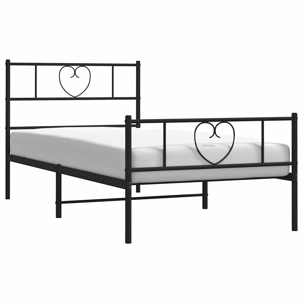 sengeramme med sengegavl og fodgærde 100x190 cm metal sort