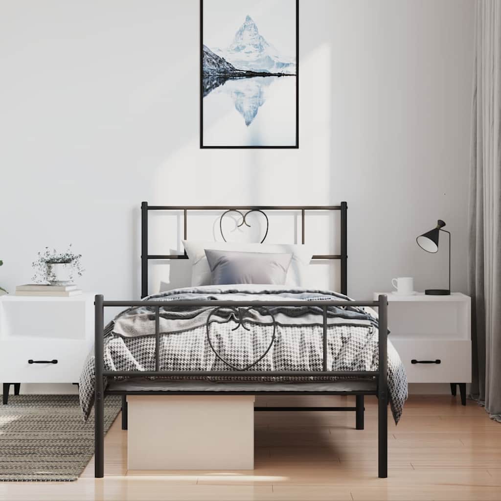 sengeramme med sengegavl og fodgærde 100x200 cm metal sort