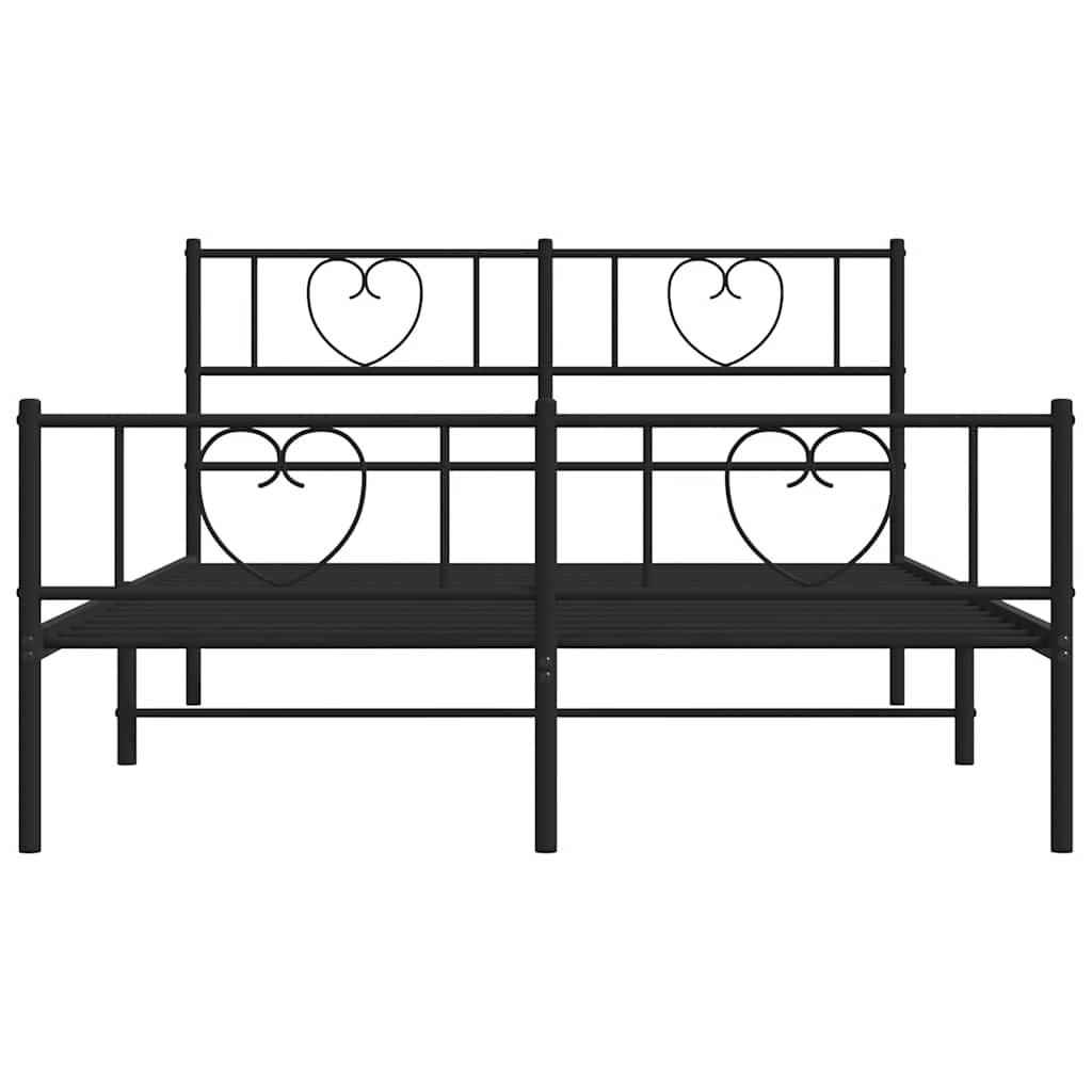 sengeramme med sengegavl og fodgærde 135x190 cm metal sort