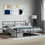 sengeramme med sengegavl og fodgærde 200x200 cm metal sort